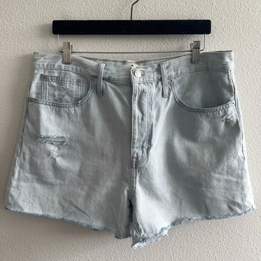 Madewell Pale Blue High-Rise Denim Cutoff Shorts